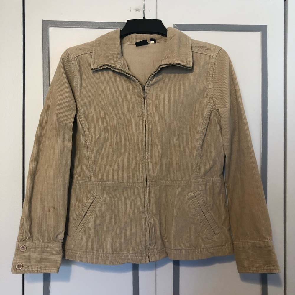 Zip Up Light Tan Corduroy Jacket